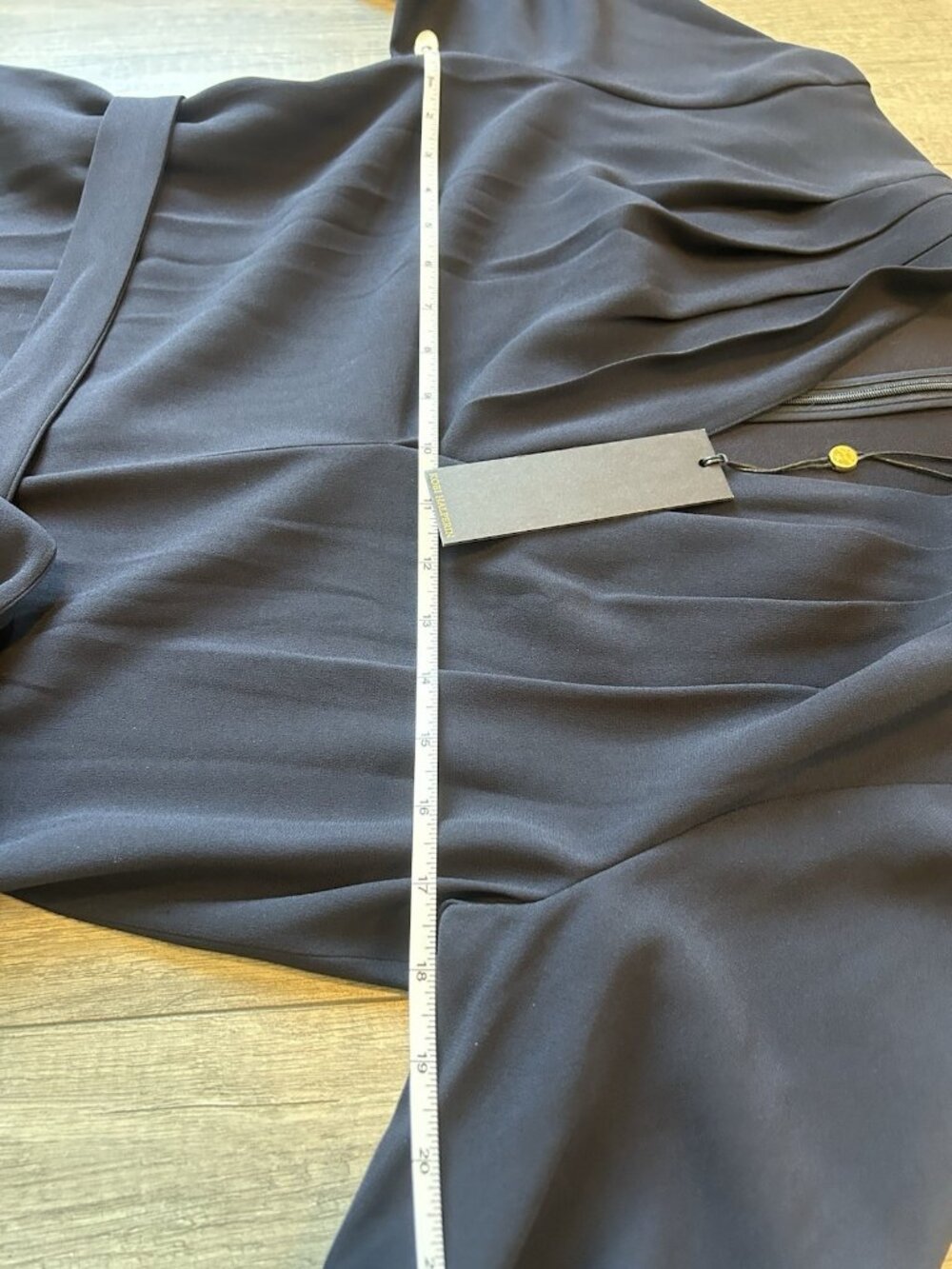 Kobi Halperin Charlee Dress M Navy Blue Long Sleeve Belted NWT $398 Pockets Zip - Picture 9 of 16